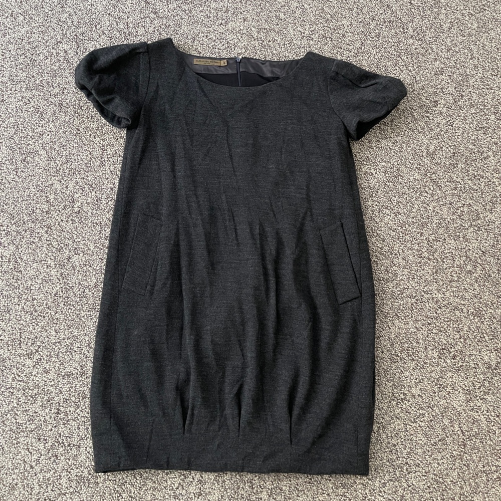 Alexander McQueen Gray Bubble Hem Wool Gray Mini Dress 38